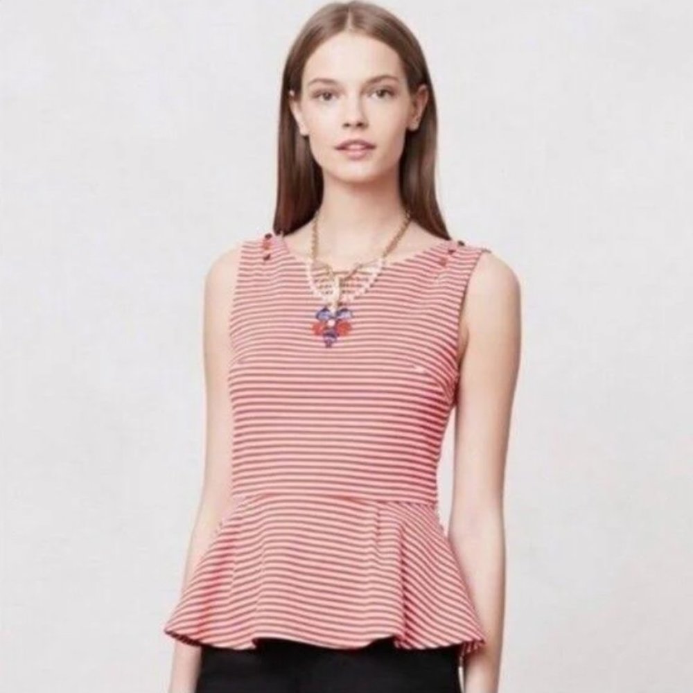 Anthropologie ~ Postmark ~ Antonia red stripe peplum top